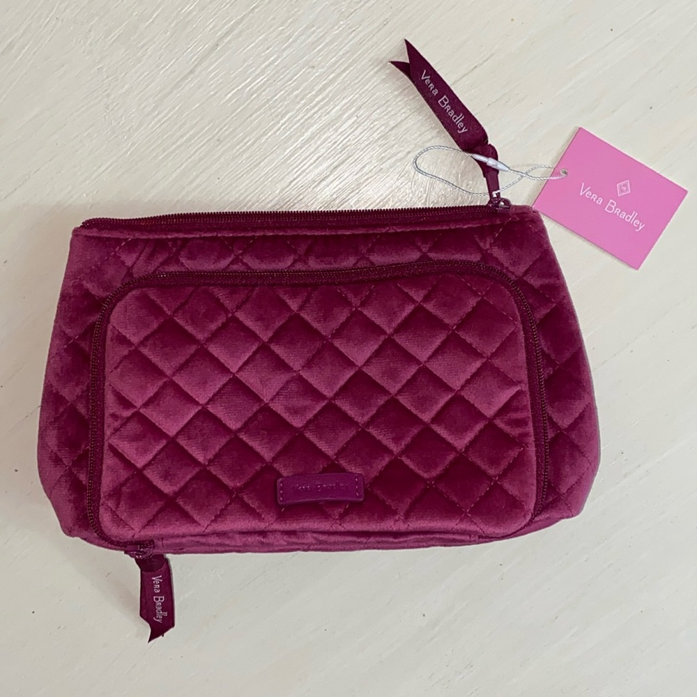 Vera Bradley Velour Zippered Compact Organizer in Majestic Magenta